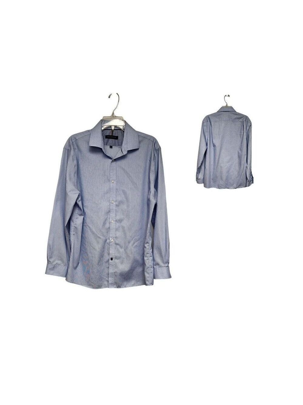 TOMMY HILFIGER SLIM-FIT NON-IRON BUTTON-DOWN SHIRT SIZE 16.5(32-33) COLOR BLUE